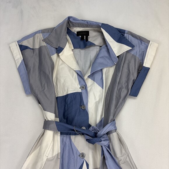 Donna Karan 1950s-Inspired Geometric Shirt Dress Midi Sz 6 - Picture 6 of 9